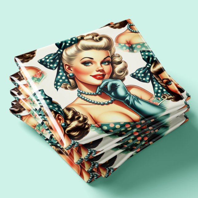 Aimant Pin-up classique mignon rétro (Créateur téléchargé)