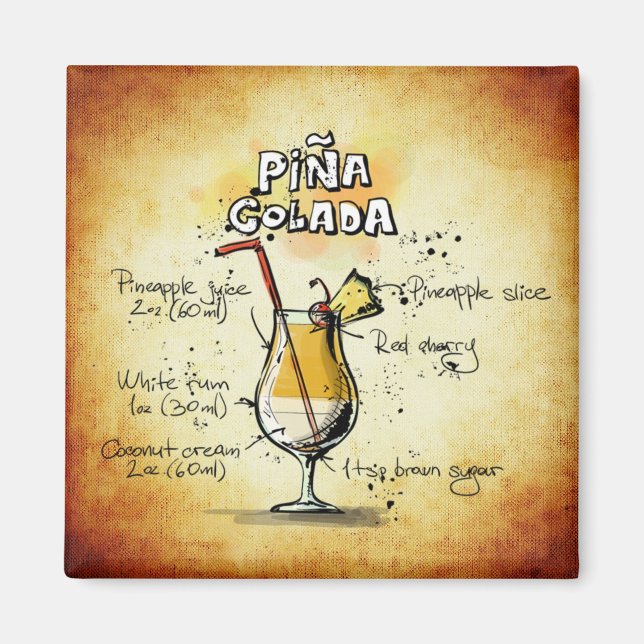 Aimant Pina Colada Recette Gold Bar (Devant)