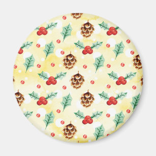Aimant Pine Cones et Motif de Noël Holly