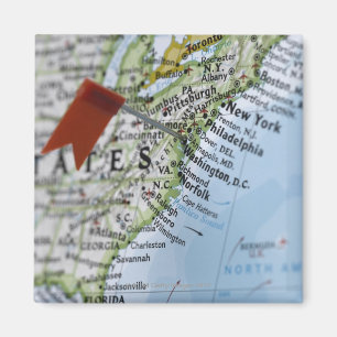 Aimant Pingle de carte placée sur la carte de Washington,