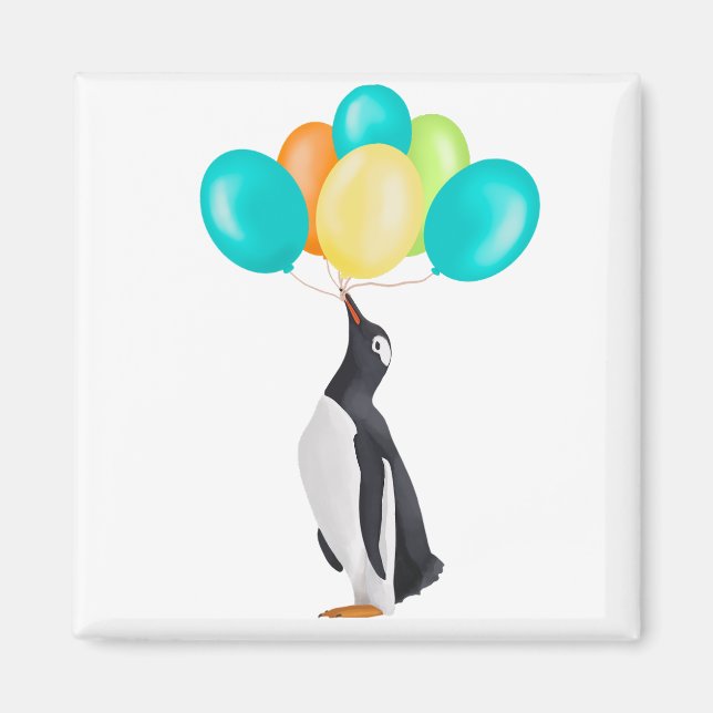 Aimant Pingouin Avec Ballons Colorés (Devant)