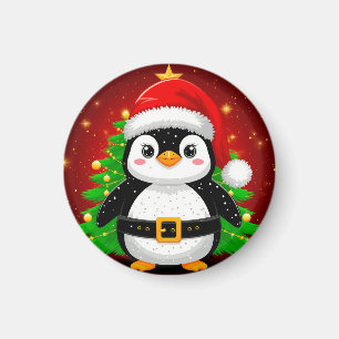 Aimant 🎄 Pingouin de Noël avec un sapin de fête ✨