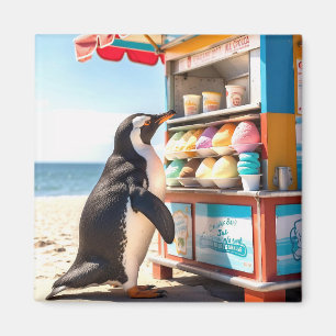 Aimant Pingouin D'Été Au Stand De Crème De Glace