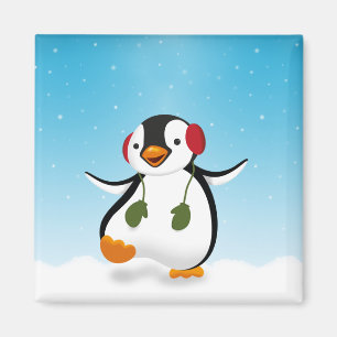 Aimant Pingouin d'hiver mignon