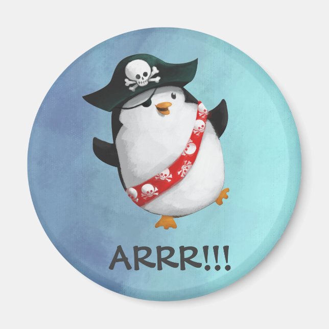 Aimant Pingouin Pirate mignon (Devant)