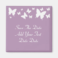 Pink and White Butterfly Save The Date Magnet.