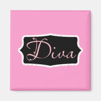 Aimant Pink Diva Word Art - Customisé