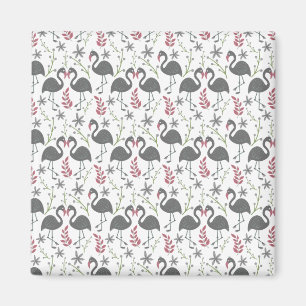 Aimant Pink flamingo seamless pattern flowers, leaves