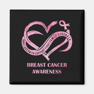 Aimant Pink Heart Hope Love Faith Cancer du sein Sensibil