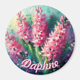 Aimant Pink Hyacinths Hyacinth Floral Personalized