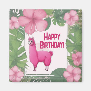 Aimant Pink Joyeux Lama souriant