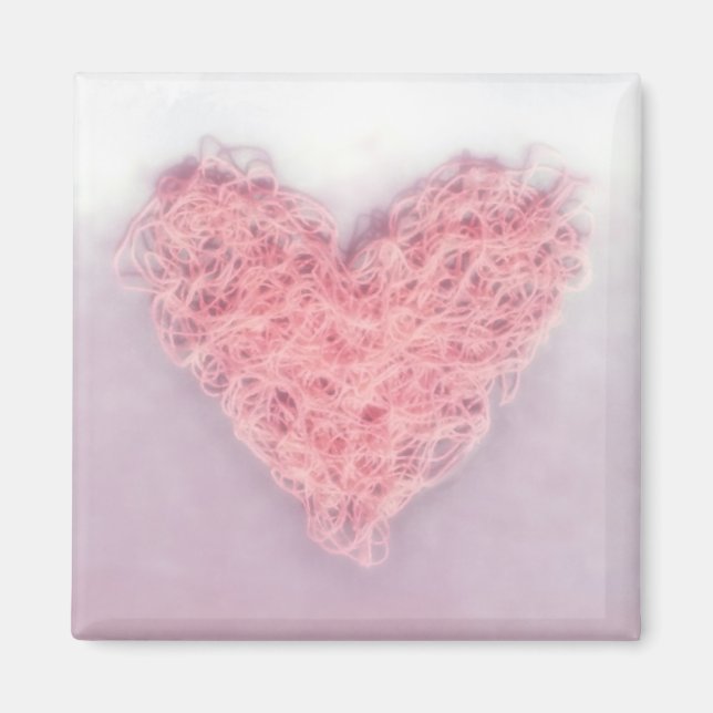 Aimant Pink Love Heart Wool Tricot Saint-Valentin (Devant)