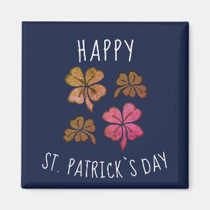 Aimant Pink Lucky Shamrock Clover Joyeux St. Patrick's da