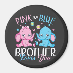 Aimant Pink or Blue Brother Vous Aime Elephant Baby Cir