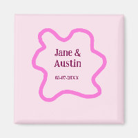 Pink pastel rétro mariage bordure nom date