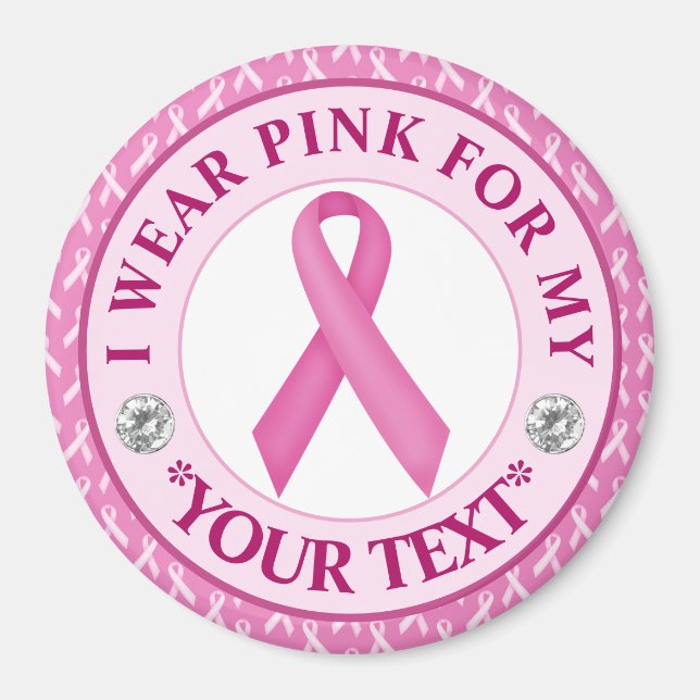 Aimant Pink Ribbon Breast Cancer Awareness Design (Devant)