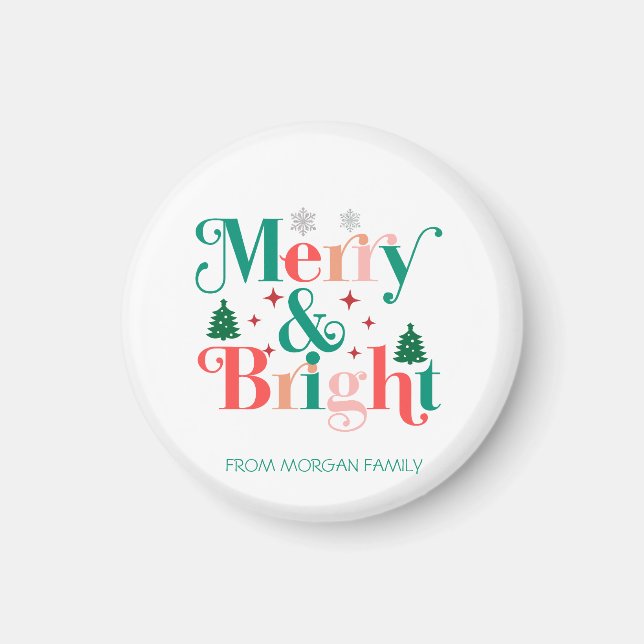 Aimant Pins De Neige Joyeux Et Lumineux (Devant)