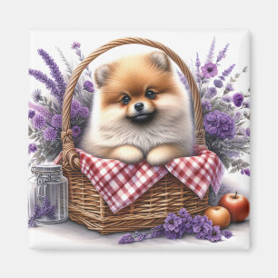 Aimant Pique-nique Fleur sauvage Poméranien Chien Chien C