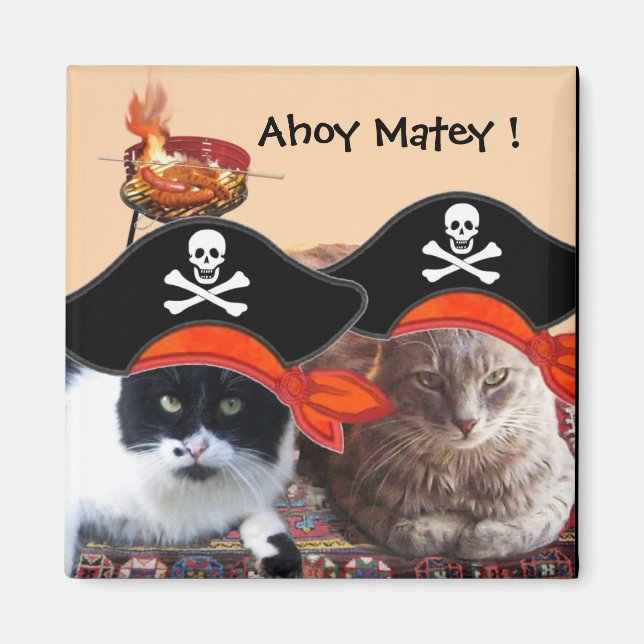 Aimant PIRATE CATS, Parlez comme une fête de barbecue de  (Devant)