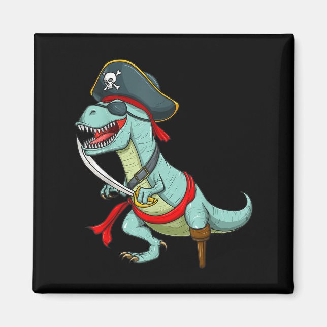 Aimant Pirate Dinosaure T Rex Funny Tyrannosaurus Hallowe (Devant)