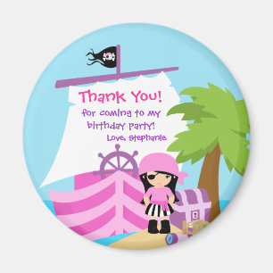 Aimant Pirate Ship Girl Anniversaire Merci