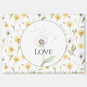 Aimant Pissenlits Fleurs Amour Blanc Jaune