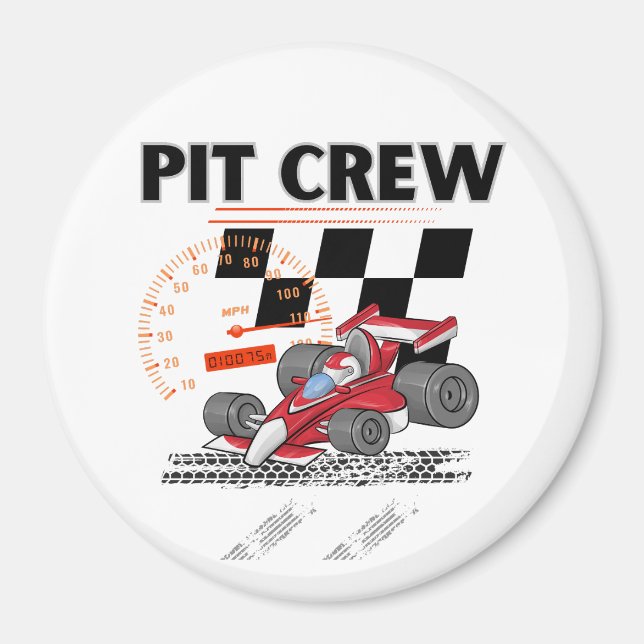 Aimant Pit Crew Anniversaire Fête Thème Race Cars (Devant)