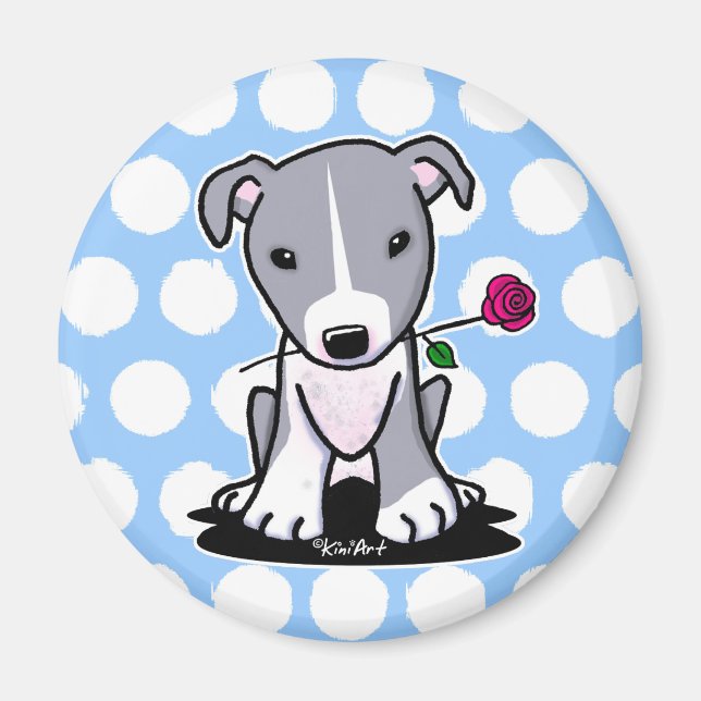 Aimant Pitbull à fleurs (Devant)