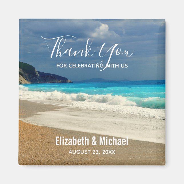 Aimant Pittoresque Turquoise Blue Sea Beach Mariage photo (Devant)