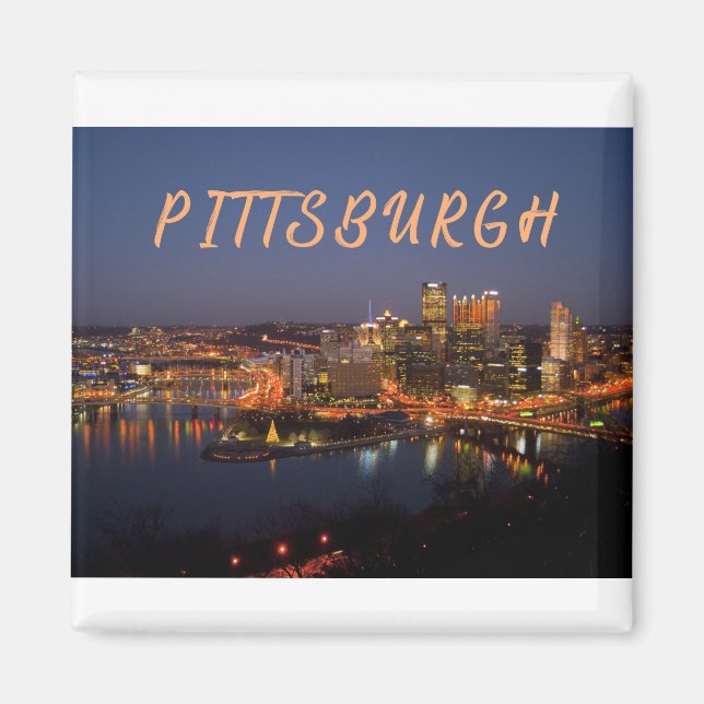 Aimant Pittsburgh, Pennsylvanie, Downtown Night Time Rive (Devant)