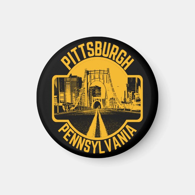 Aimant Pittsburgh Steel City Skyline Bridge Pennsylvanie  (Devant)