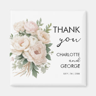 Aimant pivoines roses blanches fleurs rustiques mariage f