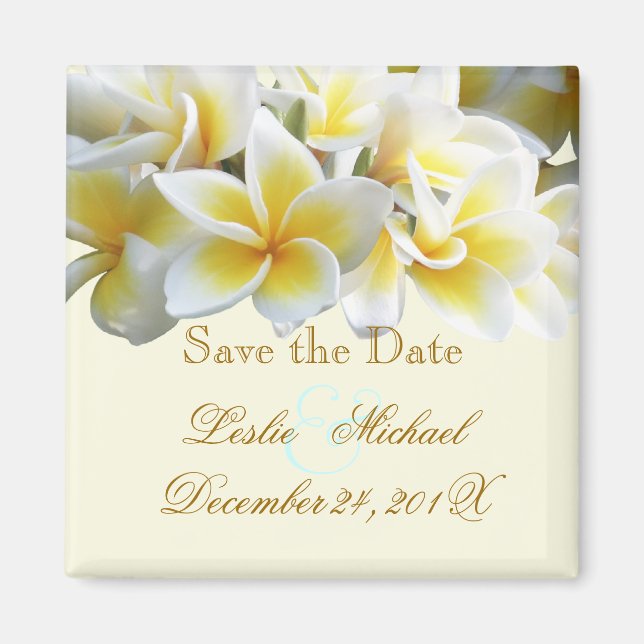 Aimant PixDezines Date de sauvegarde, Plumeria Lei (Devant)