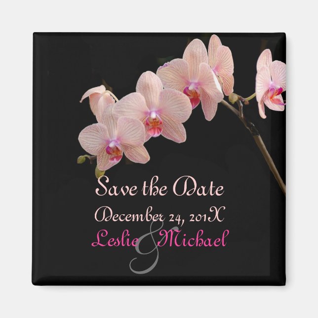 Aimant PixDezines Peach Orchid, Enregistrer la date (Devant)