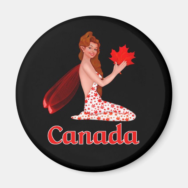 Aimant Pixie canadienne avec feuille d'érable (Devant)