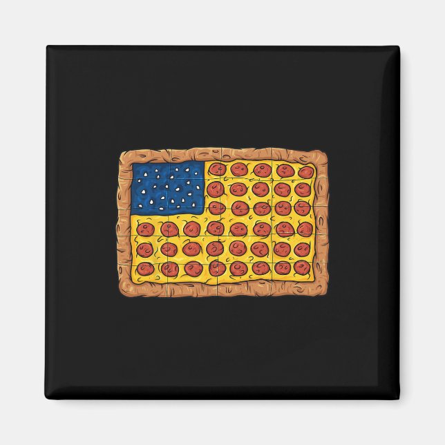 Aimant Pizza American Drapeau 4 juillet Fun Food Boys Gir (Devant)