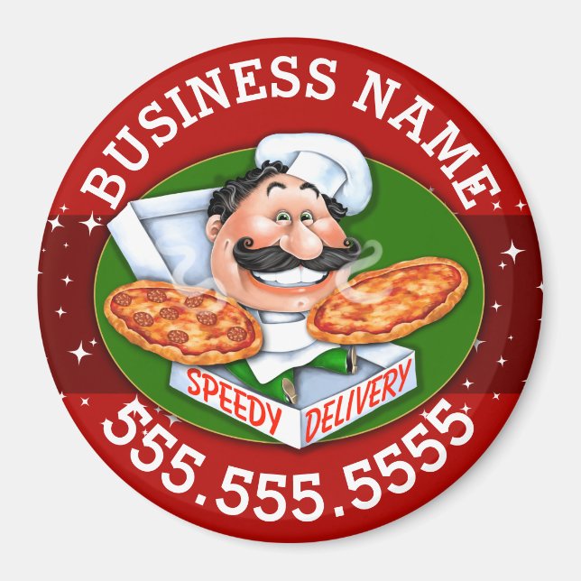 Aimant Pizzeria Restaurant Livraison de pizza sur mesure (Devant)