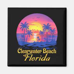 Aimant Plage de Clearwater Floride Palmier Vintage Été