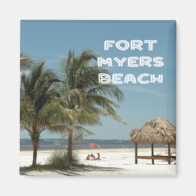 Aimant Plage de Fort Myers Floride scène avec palmiers (Devant)