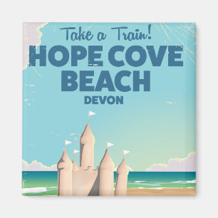 Aimant Plage de Hope Cove Devon Affiche de voyage vintage