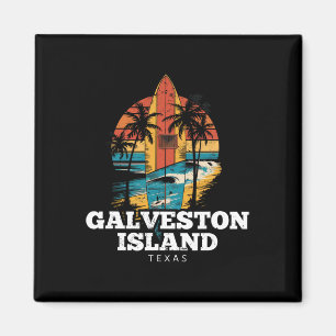 Aimant Plage de l'île de Galveston Texas Planche de surf