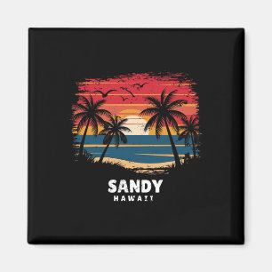 Aimant Plage de sable Hawaii Surfboarder Palmier Souvenir