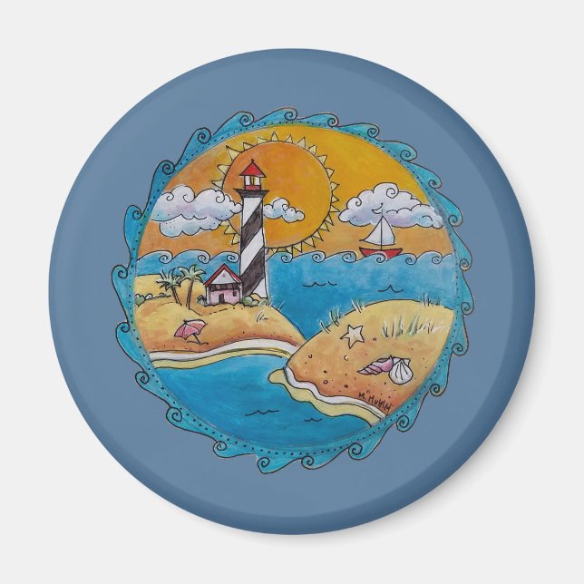 Aimant Plage d'été amusant soleil bord de mer côte (Devant)
