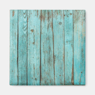 Aimant Plage patinée en bois de grange turquoise en bois
