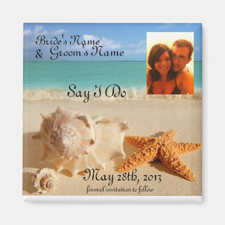 Aimant Plage Starfish&Seashells enregistrer la date pic a