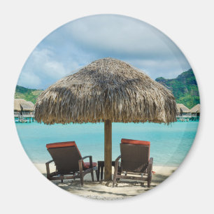 Aimant Plage sur l'aimant rond de Bora Bora
