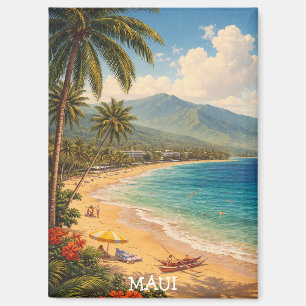 Aimant Plage tropicale de Ka'anapali à Maui, voyage vinta