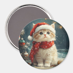 Aimant Plage Vintage de Noël de Chat Perse