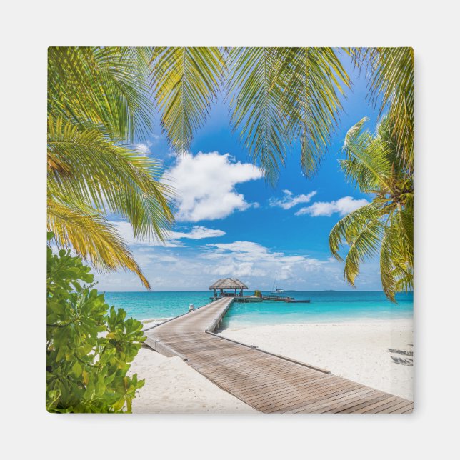 Aimant Plages tropicales | Jetty en bois des Maldives (Devant)