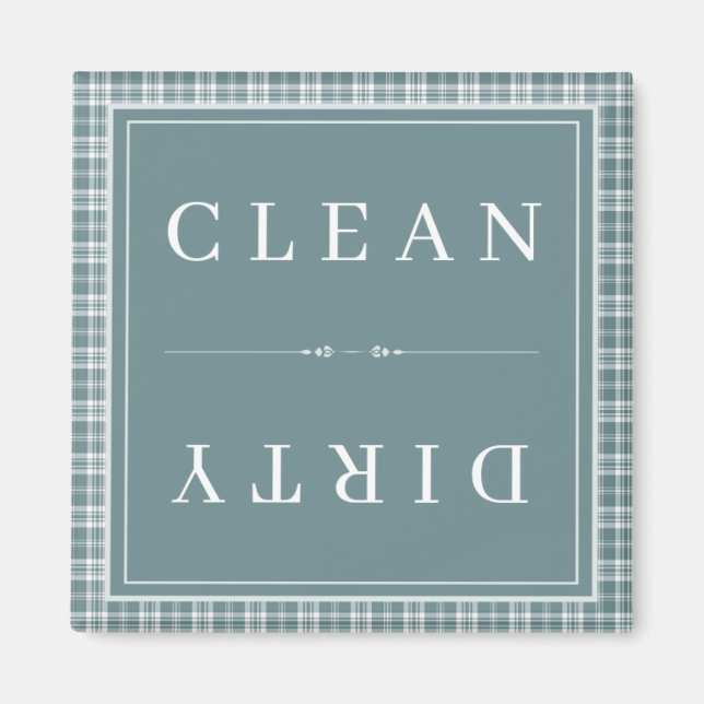 Aimant Plaid Teel Blue Nettoyer ou lave-vaisselle sale (Devant)